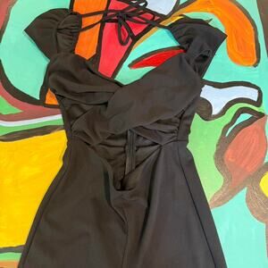 Tiger Mist Black Cut-out Open Back Black Jumpsuit Like-new Capsule Old Money